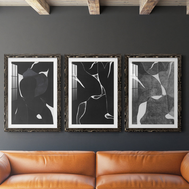 " Night Bloom I " 3 - Pieces Painting Print, Black Framed, 37.5" H x 27.5" W x 1" D