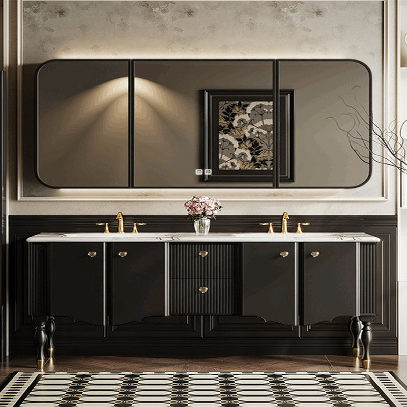 Bathroom cabinet modern simple style., 70.87", Black