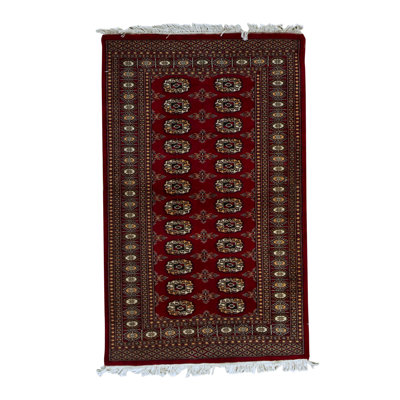 Tapis vin / noir / beige / ivoire de haute qualité noué à la main Jahan