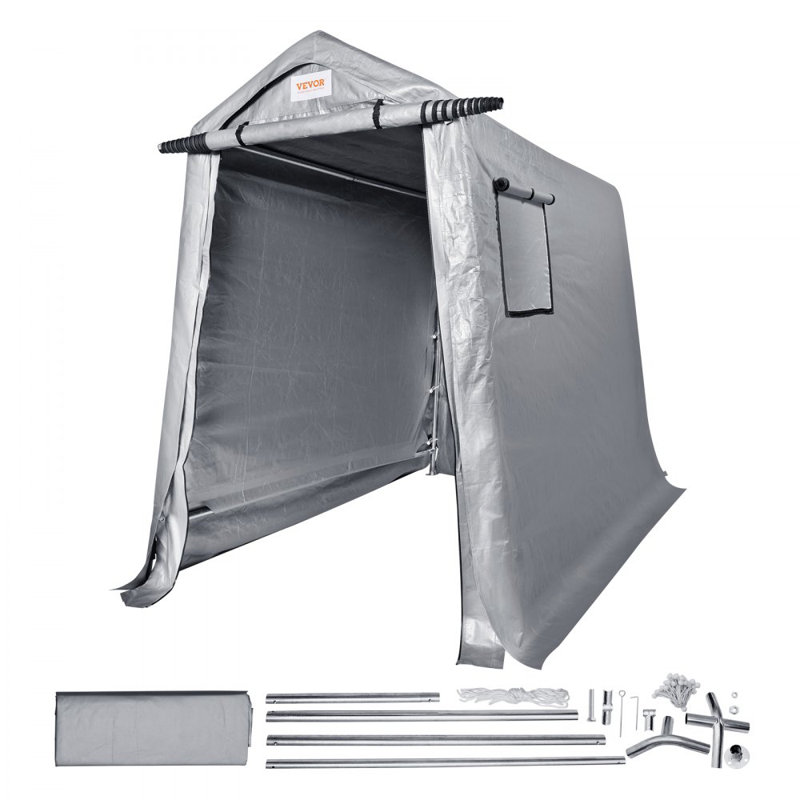 Gray 6' x 8' Portable Storage Shed with Windows