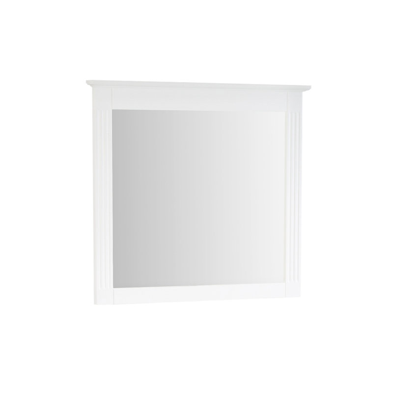 Miroir rectangulaire moderne en bois massif avec cadre H 33 po, 33 po x 38 po, Blanc