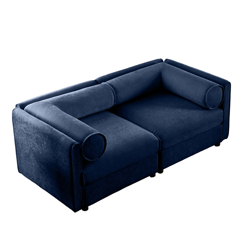 Chenille élégante avec siège de rangement bleu, cylindrique pour le soutien, chenille bleue, 2 pièces, Bleu
