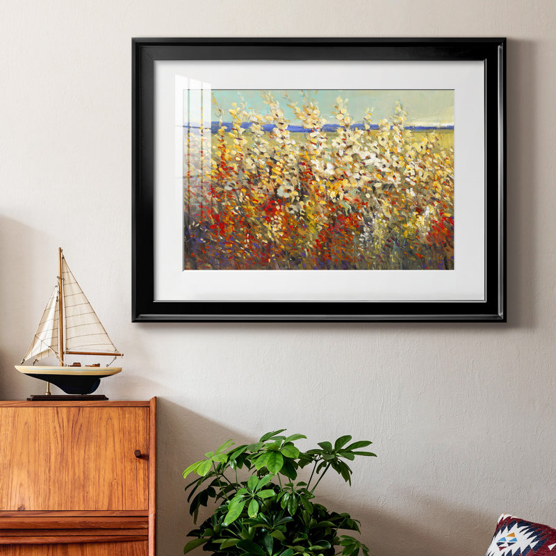 «Field of Spring Flowers II», reproduction encadrée de qualité supérieure - prête à être accrochée, Noir