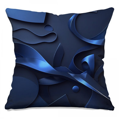 Blue Abstract Shapes Double Sided Throw Pillows