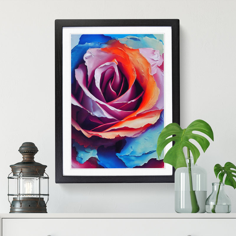 Rose Flower Painting Vol.6 - Single Picture Frame Print, Black, 64cm H x 46cm W x 2cm D