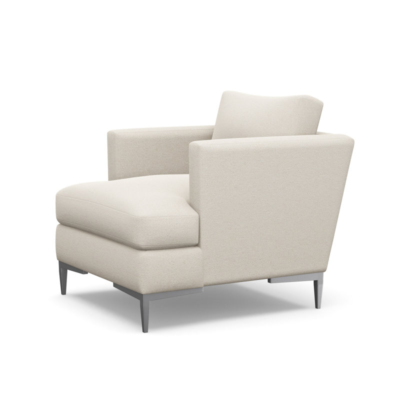 Aiden Accent Chair, Fleecy Vanilla (Performance fabric) 1351-92, Polished Stainless