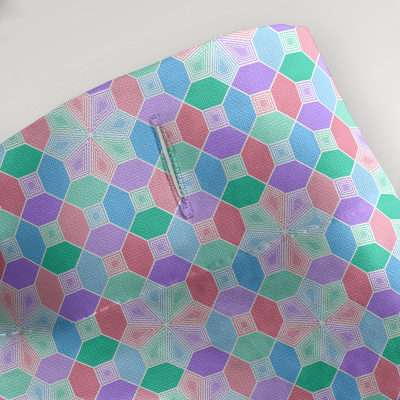 Rideau de douche simple en vitrail, Bleu / Rose / Mauve