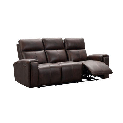 Canapé inclinable à accoudoirs carrés en cuir véritable de 88 po Ashlly
