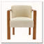 Fauteuil rembourré en tissu avec structure en bois d'hévéa noyer