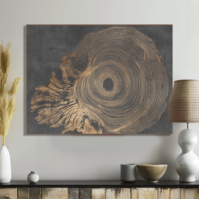 Spirale gris or sur fond de glissade sur bois - art mural minimaliste, impression sur toile gris minimaliste