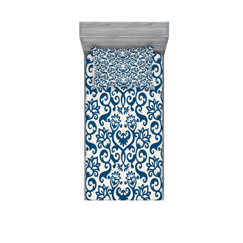 Microfiber Floral Sheet Set, Twin XL Sheet Set with Fitted Sheet
