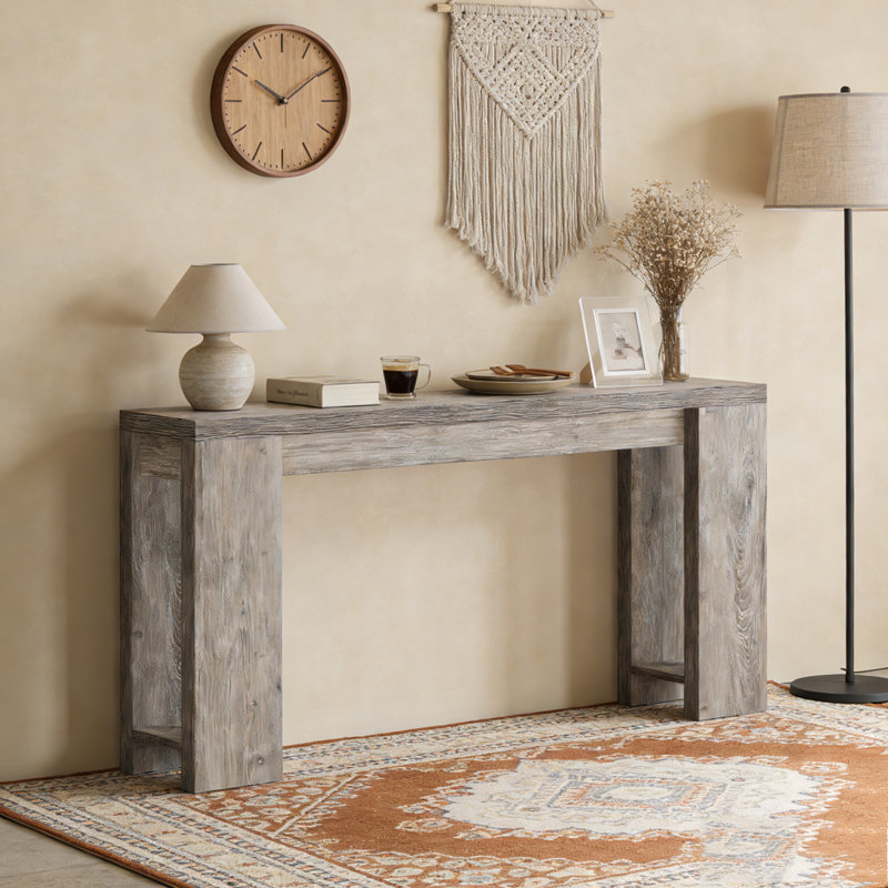 Farmhouse Wood Sofa Table Entryway Table, Gray