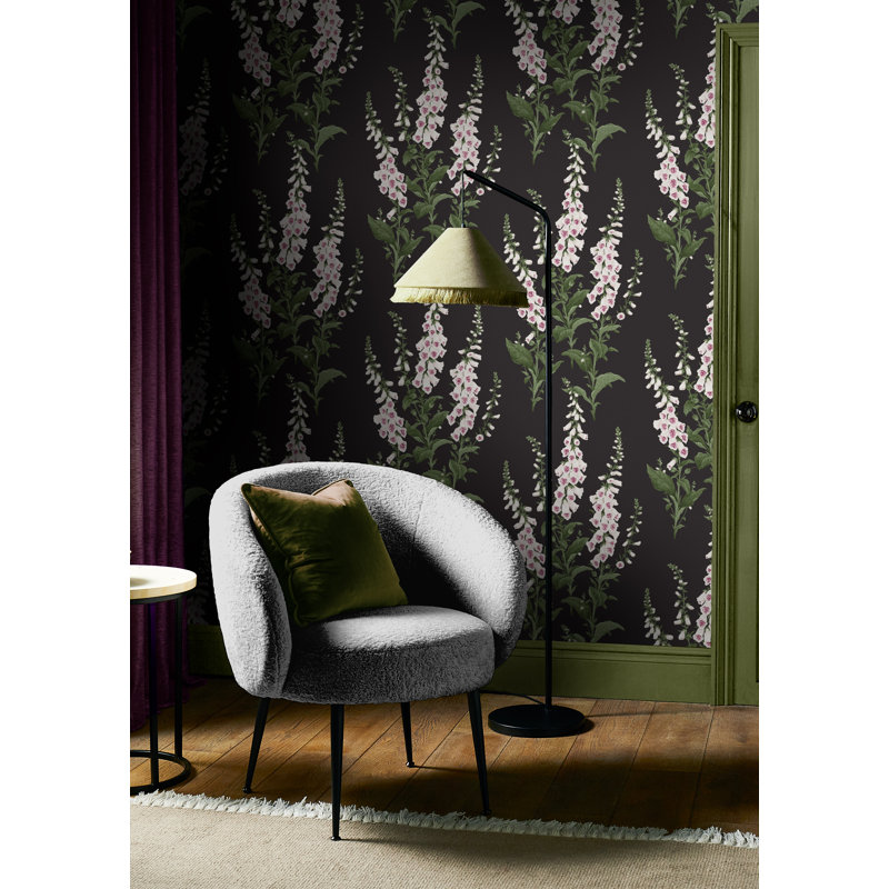Graham & Brown Foxglove Midnight Wallpaper, Black