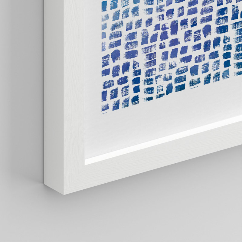 Motif de coups de pinceau aquarelle bleue - ensemble de 4 reproductions de cadres photo simples, Blanc, H 10 po x l 8 po