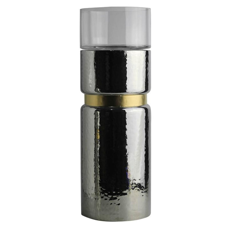 Glass Tabletop Hurricane, Gold, Small
