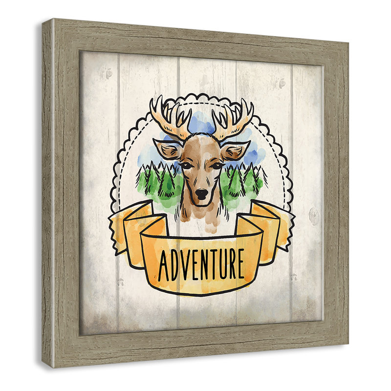 Adventure is out There 1, art encadré, H 12 po x l 12 po x P 0,6 po, Encadré plat de bois de grange gris