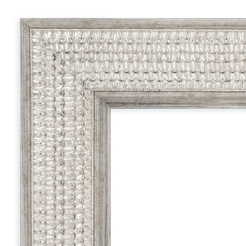 Trellis Silver Wood 30" x 24" Rectangular Wall Mirror
