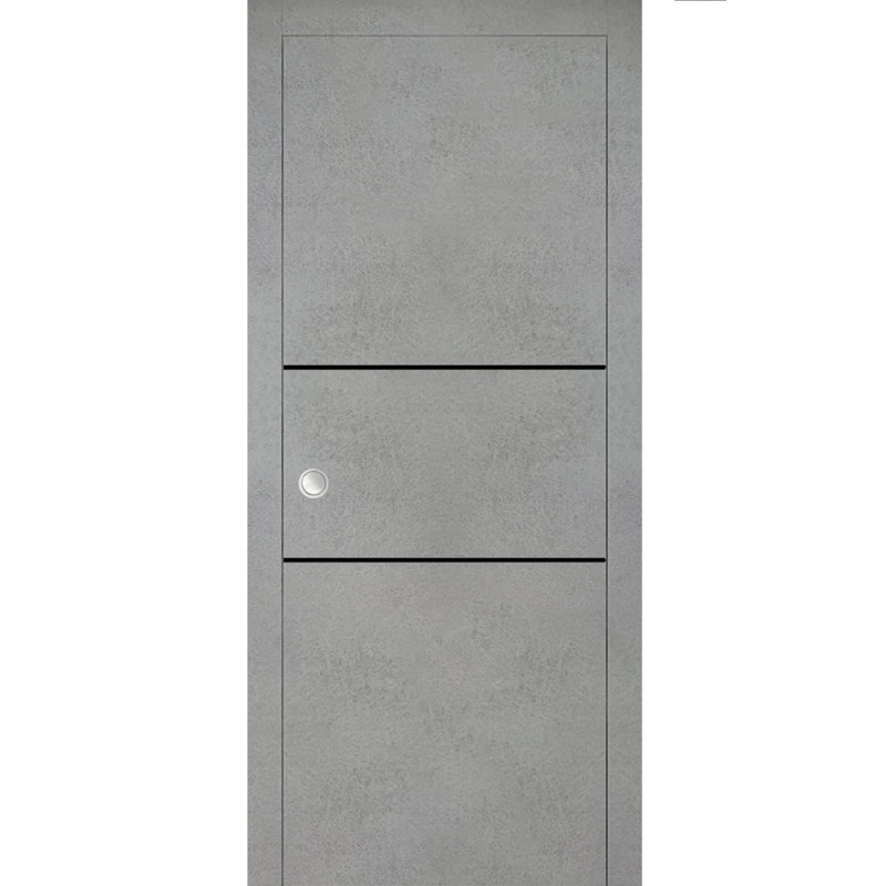 Portes françaises en bois massif massif, Béton, 42 po x 96 po