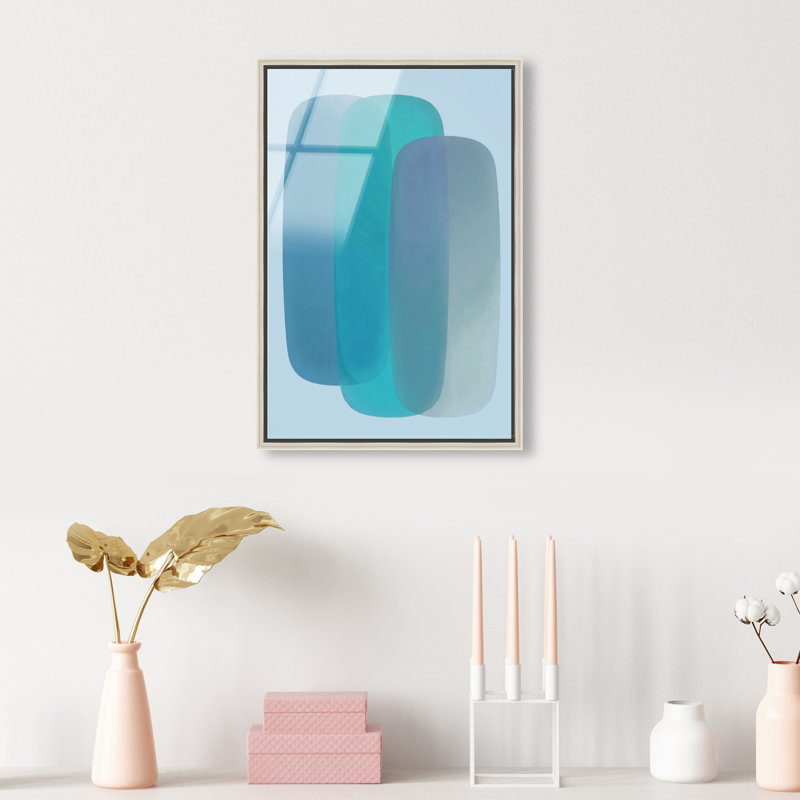 Teal Gradients High-Gloss Frameless Acrylic Glass Wall Art Abstract Print by Oliver Gal, Ready to Hang, 10 x 15, 11"H x 16"W