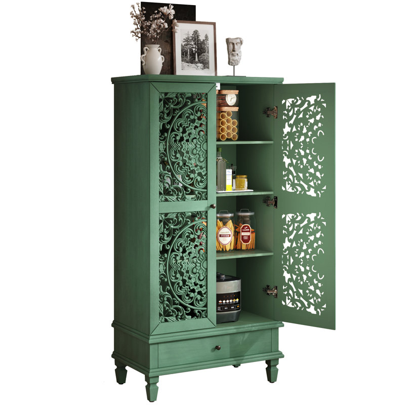 Rustic 55'' Tall Storage Cabinet With Drawer, Antique Green