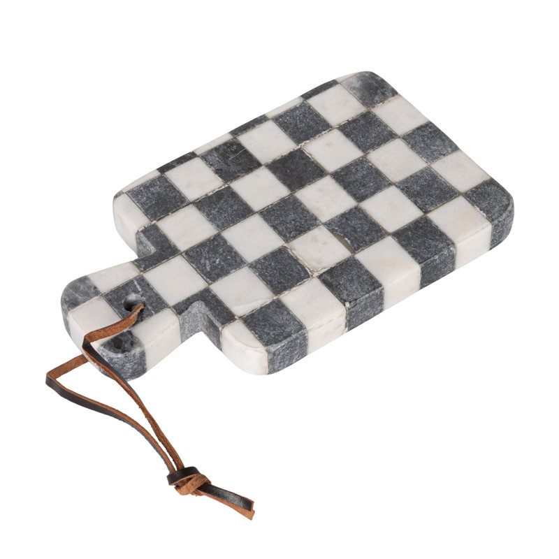 Checkerboard Marble Cheese Board with Handle