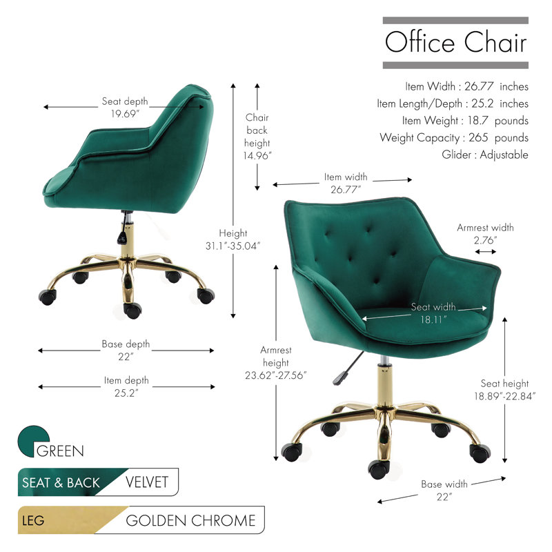 Chaise de bureau Nora, Vert