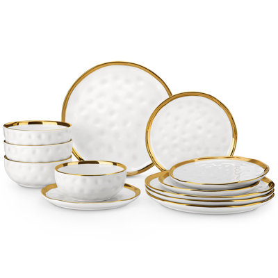 12 Piece Ceramic Dinnerware Set - Service for 4