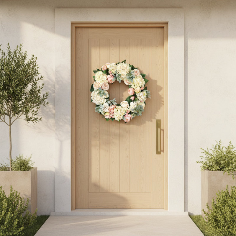 Spring Wreath with Hydrangeas, Peonies and Roses