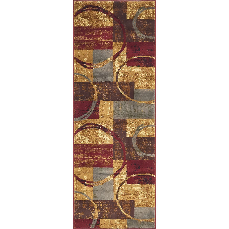 Tapis multicolore à motif géométrique Adetomiwa, Tapis de couloir 2 pi x 6 pi 1 po