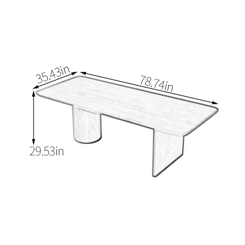 Table de salle à manger entièrement en bois de frêne massif, H 29,53 po x L 78,74 po x l 35,43 po