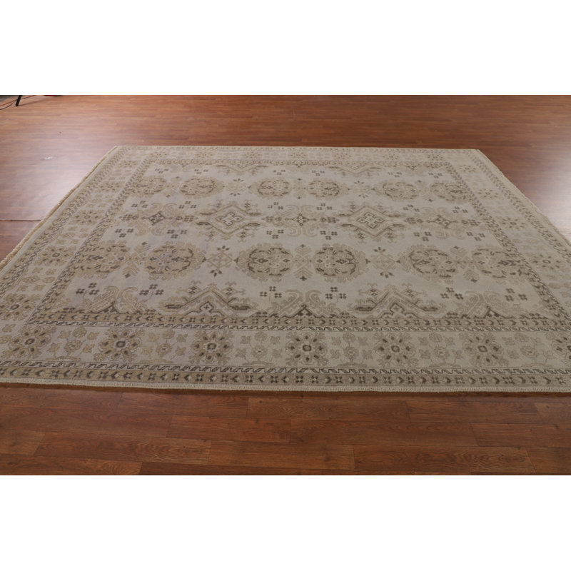 Tapis indien fait à la main à motif géométrique Oushak 8 x 10