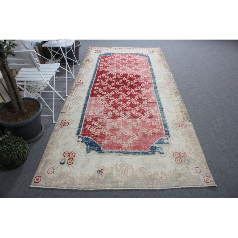 Tapis turc vintage beige Oushak pour utilisation en salon - grand tapis en laine fait à la main