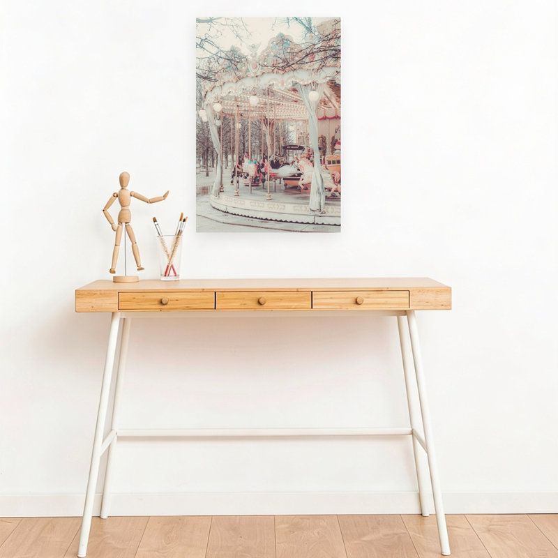 Dreamy Pastel Carousel Whimsical Architecture Wall Art Print 1 Piece Wrapped Canvas Wall Art, 45.72cm H x 30.48cm W