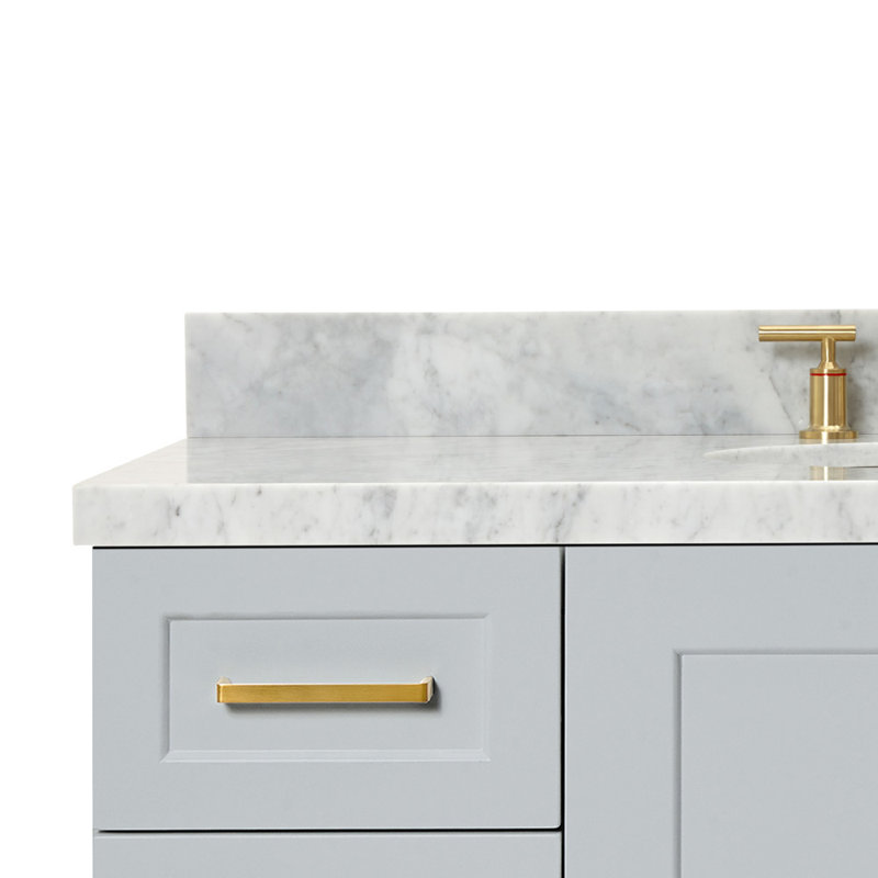 Freitas 48'' Solid Wood Single Bathroom Vanity, Gray, Rectangle, Carrara Marble