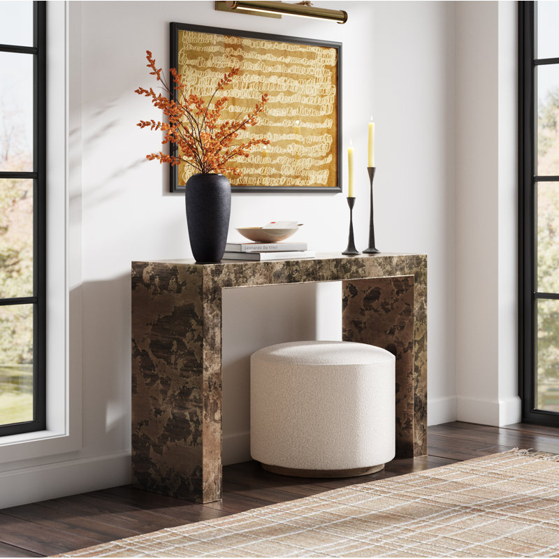 Acker 22" Wide Round Standard Ottoman, Knoll Natural Polyester Blend