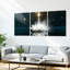 Ensemble de 3 tableaux sur toile tendue représentant une fleur de lotus blanche avec reflet d'étoiles-1758135470