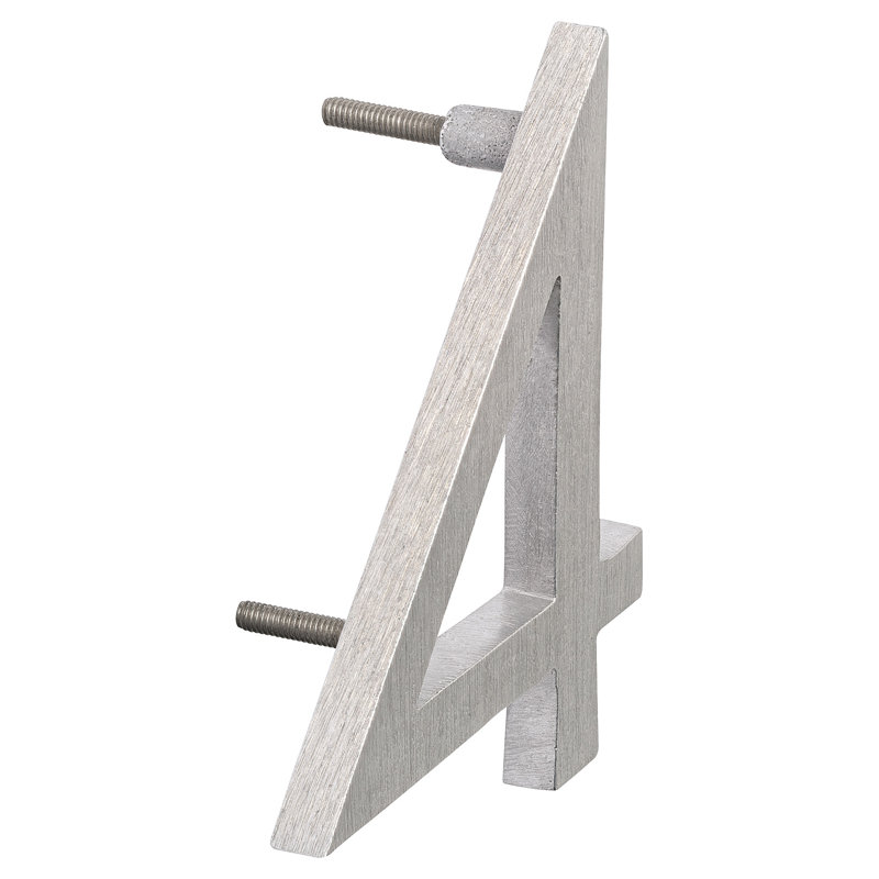 l 4 pi 5 po x Numéro de maison à fixation flottante, Aluminium poli, 4