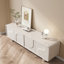 Meuble télé moderne blanc crème pour salon, centre multimédia à 4 portes, console de rangement pour téléviseur