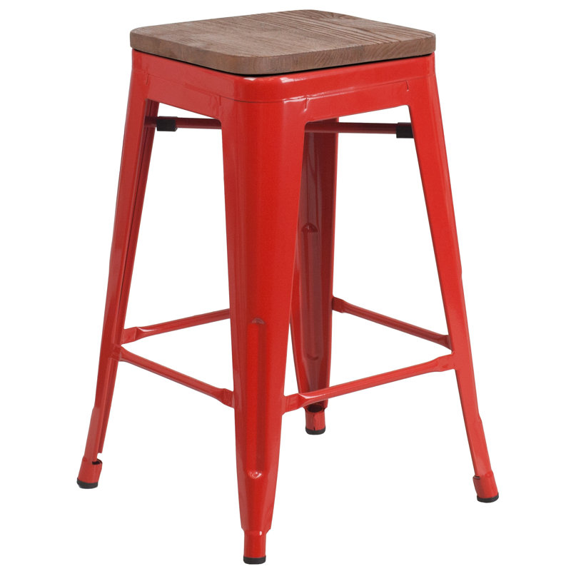 Tabouret à hauteur de comptoir 24 po Gladus, Rouge, 4, Tabouret de comptoir (assise de 24 po de hauteur)