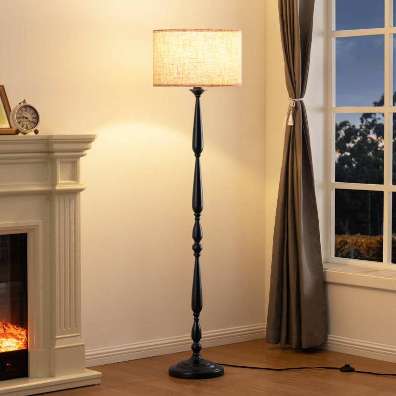 Lampe sur pied traditionnelle 62 "avec télécommande et ampoule à intensité variable, Noir