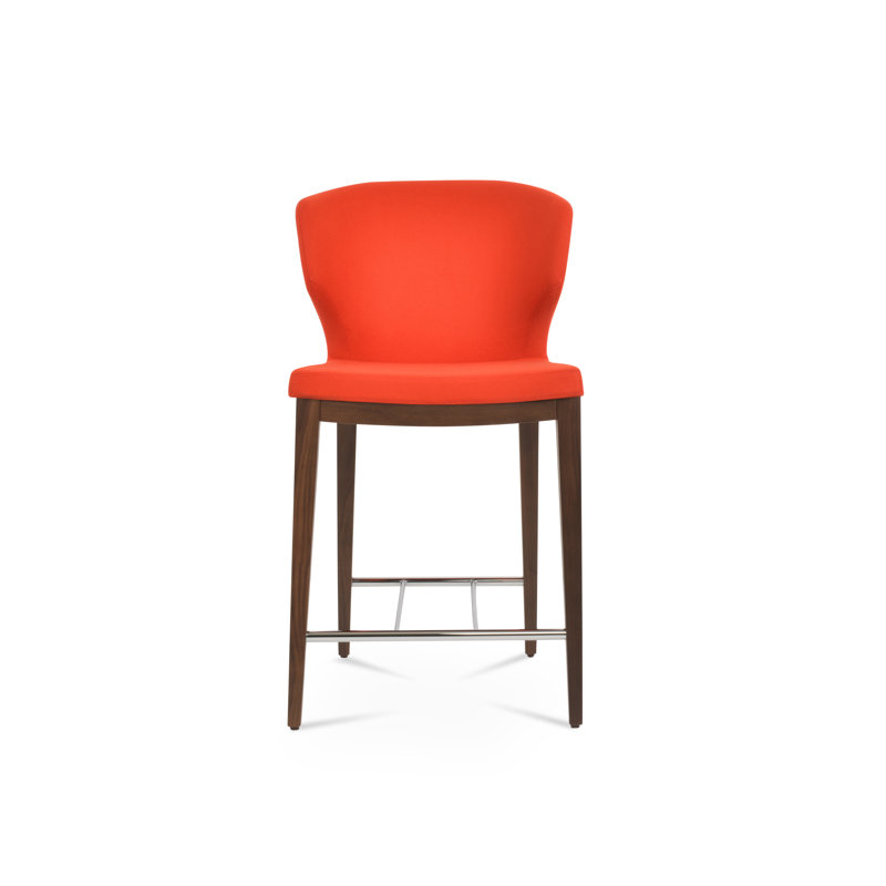 Tabouret de bar et de comptoir en bois Amed Plus, Noyer américain, Orange, Tabouret de bar (siège d'une hauteur de 29 po)