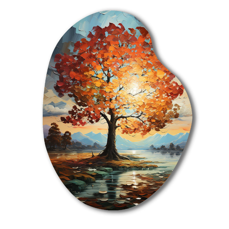 Ornement érable orange sarcelle majestueux - érable en forme de poire décoration murale irrégulière en métal