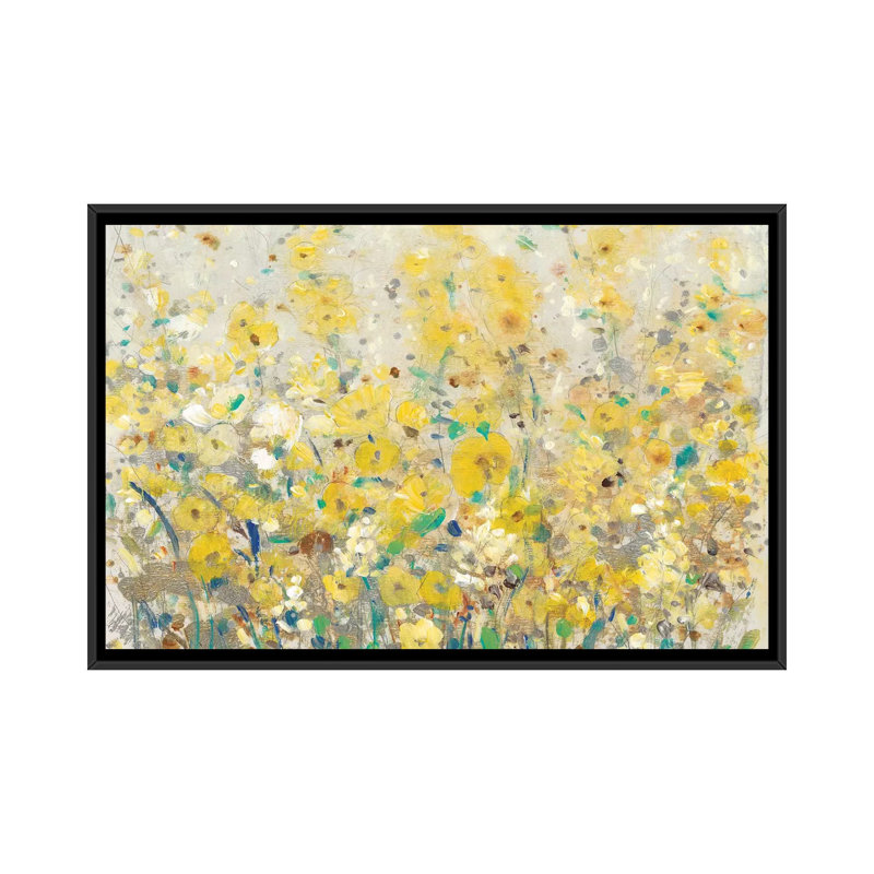 «Cheerful Garden I», impression sur toile, H 18 po x l 26 po x P 1,5 po, Toile avec cadre noir, Pas de tapis