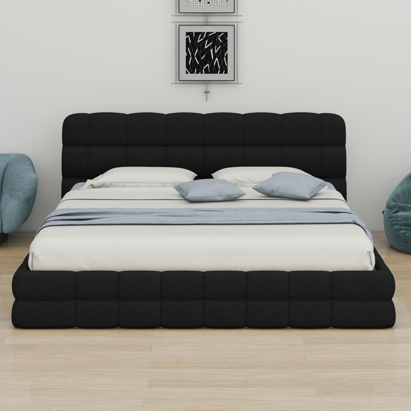 Upholstered Platform Bed, Black