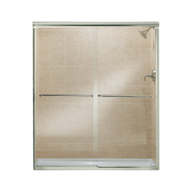 Porte de douche sans cadre Finesse 59,625 "x 70,063" Finesse, Nickel