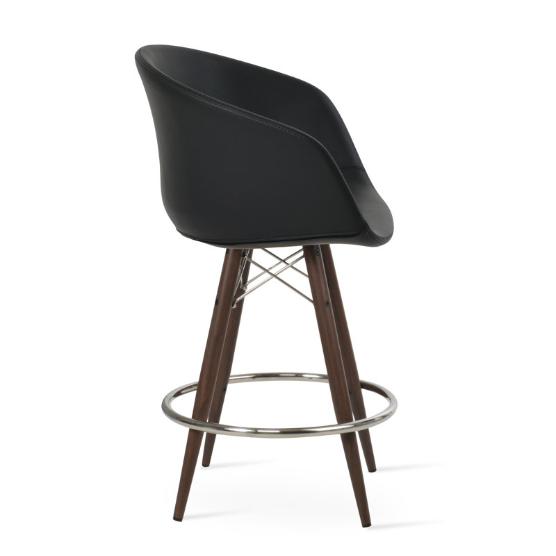 Tabouret de bar Tribeca, Tabouret de bar (siège d'une hauteur de 28 po), Noir, noir, noir, noir, Similicuir noir