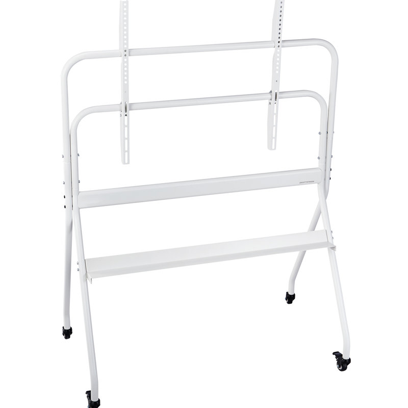 Chariot de télévision mobile pour téléviseur plat / incurvé de 35 à 100 pouces, compatible avec DEL / OLED, finition blanche, stable et mobile, support à roulettes inclinable réglable, fixation universelle, supporte 198 lb, roues pivotantes,