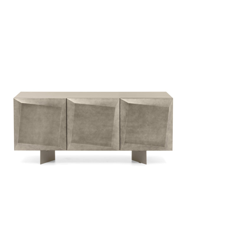 Alterego Sideboards Buffets, 31.13"H x 71.38"W x 19.75"D, Matt Bronze Brushed/Matt Pearl Beige