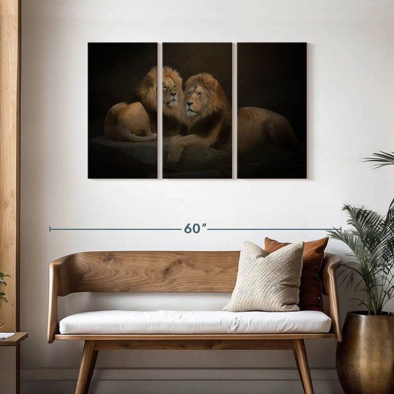 Twin Lions, 28" H x 45" W