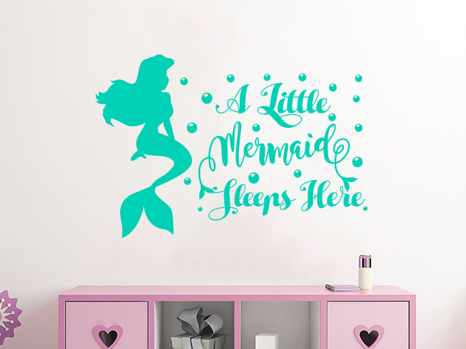 Adhésif décoratif «A Little Mermaid Sleep Here», Menthe